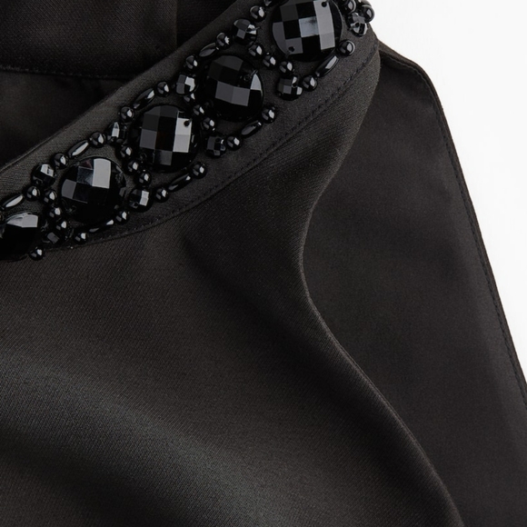 H&M BUBBLE-HEM Dress Bead-embellished Neck H&M Edition Black BNWT - Picture 7 of 7